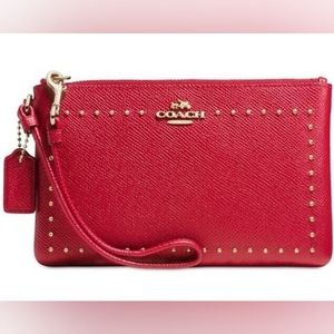 Coach Red Studded Wristlet Wallet